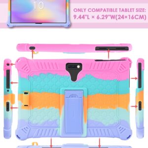 DETUOSI 10.1 inch Tablet Case Compatible with ZZB ‎YQ10S 10.1, ANTEMPER Touch 10.1, Gowin Touch 10.1, WECOOL WM1001R 10 inch, Soft Silicone Lightweight Case with Stylus Pen & Strap, Dazzling Pink