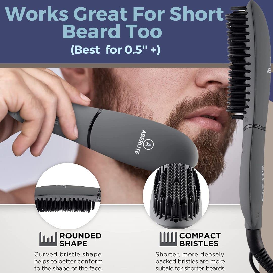 Aberlite Bundle - Beard Straightener Kit, Ultimate Neckline Shaping Tool, Patented Hair Lineup Stencil Guide Trimmer for Men, Ideal Gift