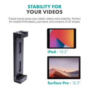 Movo Tablet Vlogging Kit for iPad - iPad Vlogging Kit with Tablet Holder, Compact Tripod, Microphone, LED Light, Cold Shoe Extension - YouTube Starter Kit with iPad Tripod Mount for Video Recording