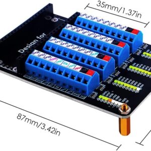 RedTagCanada for Raspberry Pi Pico Expansion Board 5V M2.5 40pin Led Out GPIO Screw Terminal with LED Data Protocol 12C UART Analog Digital