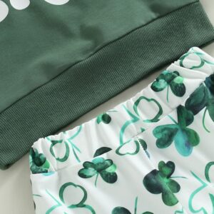 DSORVICD Infant Toddler Baby Girl St Patricks Day Outfit Green Long Sleeve Sweatshirt Tops Shamrock Flare Pants Set (Green, 6-12 Months)