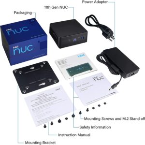 Intel 2023 Newest NUC11 Tiny Client Mini Desktop PC 4-Core i7-1165G7 64GB DDR4 1TB NVMe SSD 1TB HDD Iris Xe Graphics WiFi AX RJ-45 HDMI Mini-DP Thunderbolt3 USB-C Windows 11 Pro w/RE USB