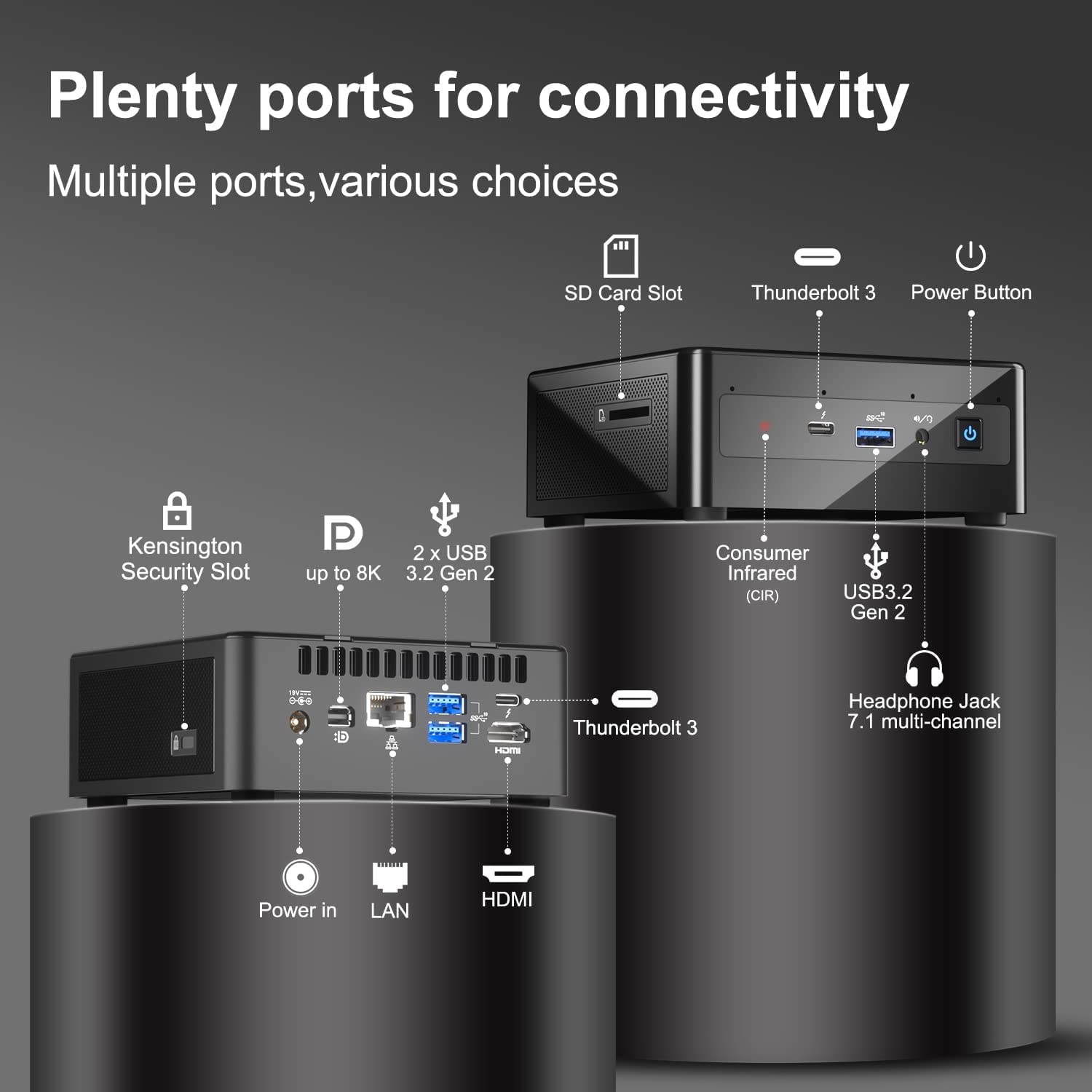 Intel 2023 Newest NUC11 Tiny Client Mini Desktop PC 4-Core i7-1165G7 64GB DDR4 1TB NVMe SSD 1TB HDD Iris Xe Graphics WiFi AX RJ-45 HDMI Mini-DP Thunderbolt3 USB-C Windows 11 Pro w/RE USB