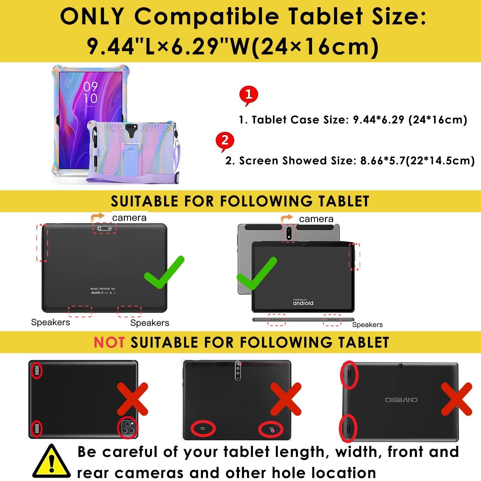 DETUOSI 10.1 inch Tablet Case Compatible with ZZB ‎YQ10S 10.1, ANTEMPER Touch 10.1, Gowin Touch 10.1, WECOOL WM1001R 10 inch, Soft Silicone Lightweight Case with Stylus Pen & Strap, Dazzling Pink