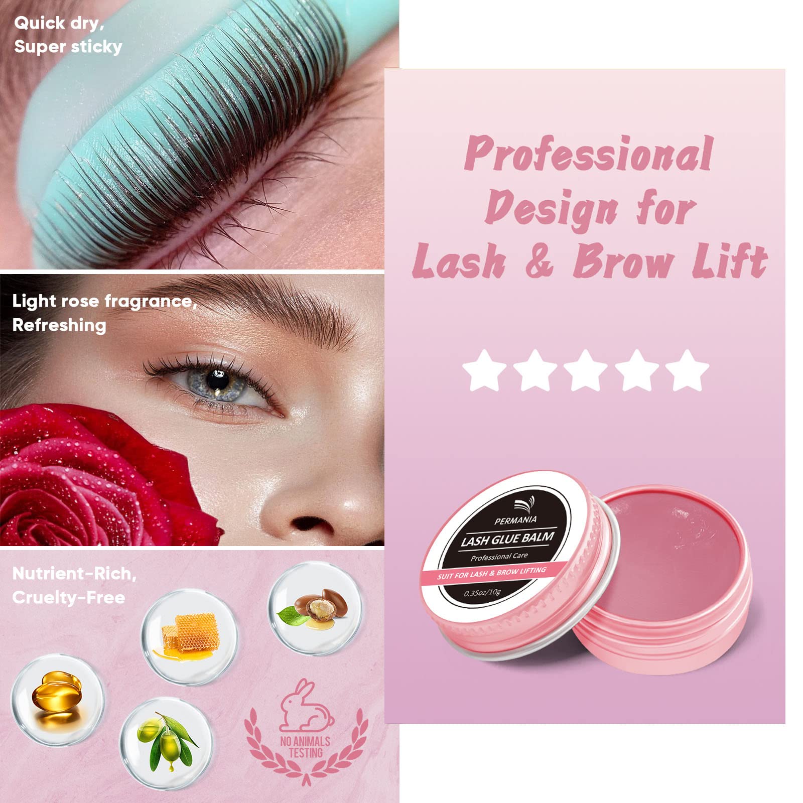 PERMANIA Lash Perm Kit, Lash Lift Sachet Kit with 10 g New Eyelash Lifting Adhesive Smells Great Keeps Both Lashes and Brows in Place 8 Weeks Mega L Curl Eyelash and Brow Lamination