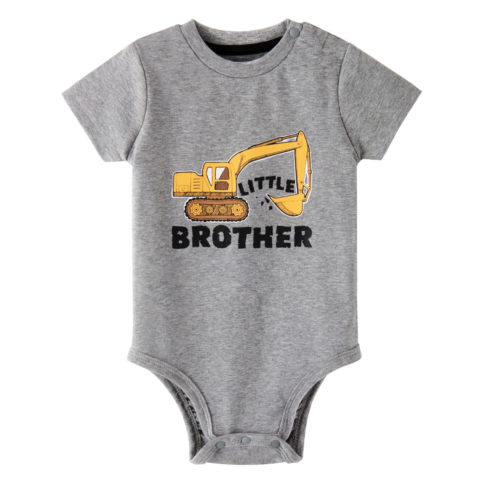 WAWSAM Little Brother Saurus Bodysuit Baby Boys’ Dinosaur Newborn Romper Gift (Grey, 3-6 Months)