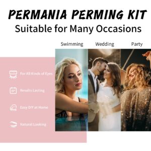 PERMANIA Lash Perm Kit, Lash Lift Sachet Kit with 10 g New Eyelash Lifting Adhesive Smells Great Keeps Both Lashes and Brows in Place 8 Weeks Mega L Curl Eyelash and Brow Lamination