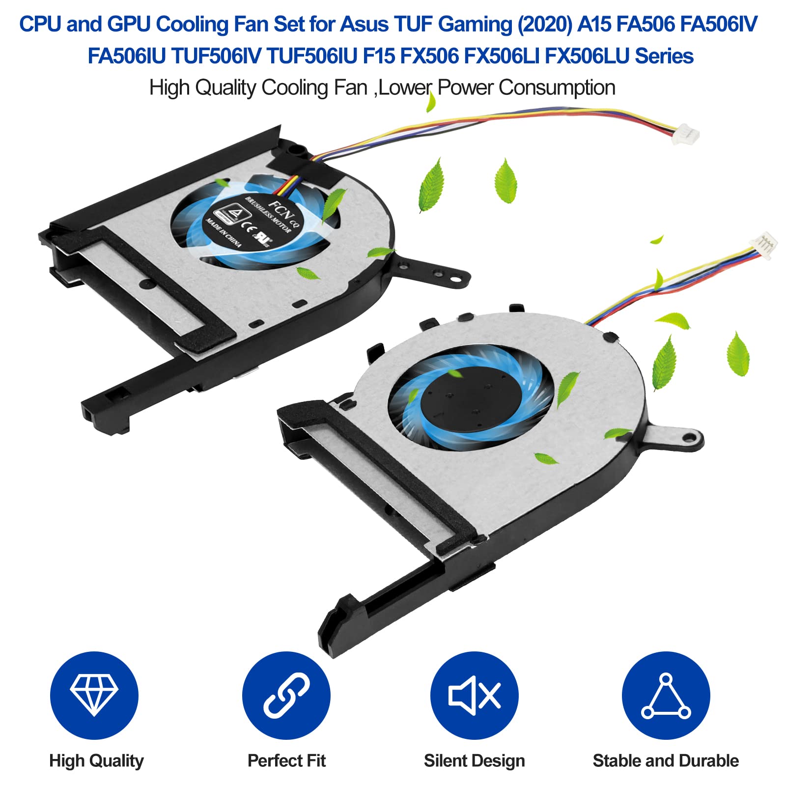 CPU+GPU Cooling Fan Replacement for Asus TUF Gaming (2020) A15 FA506 FA506IV FA506IU TUF 506 IU IV F15 FX506 FX506LI FX506LU FX506IH FX705DT FX505 FX505DT FX505DV FX505DY FX505DU FX505DD FX505GT/GD