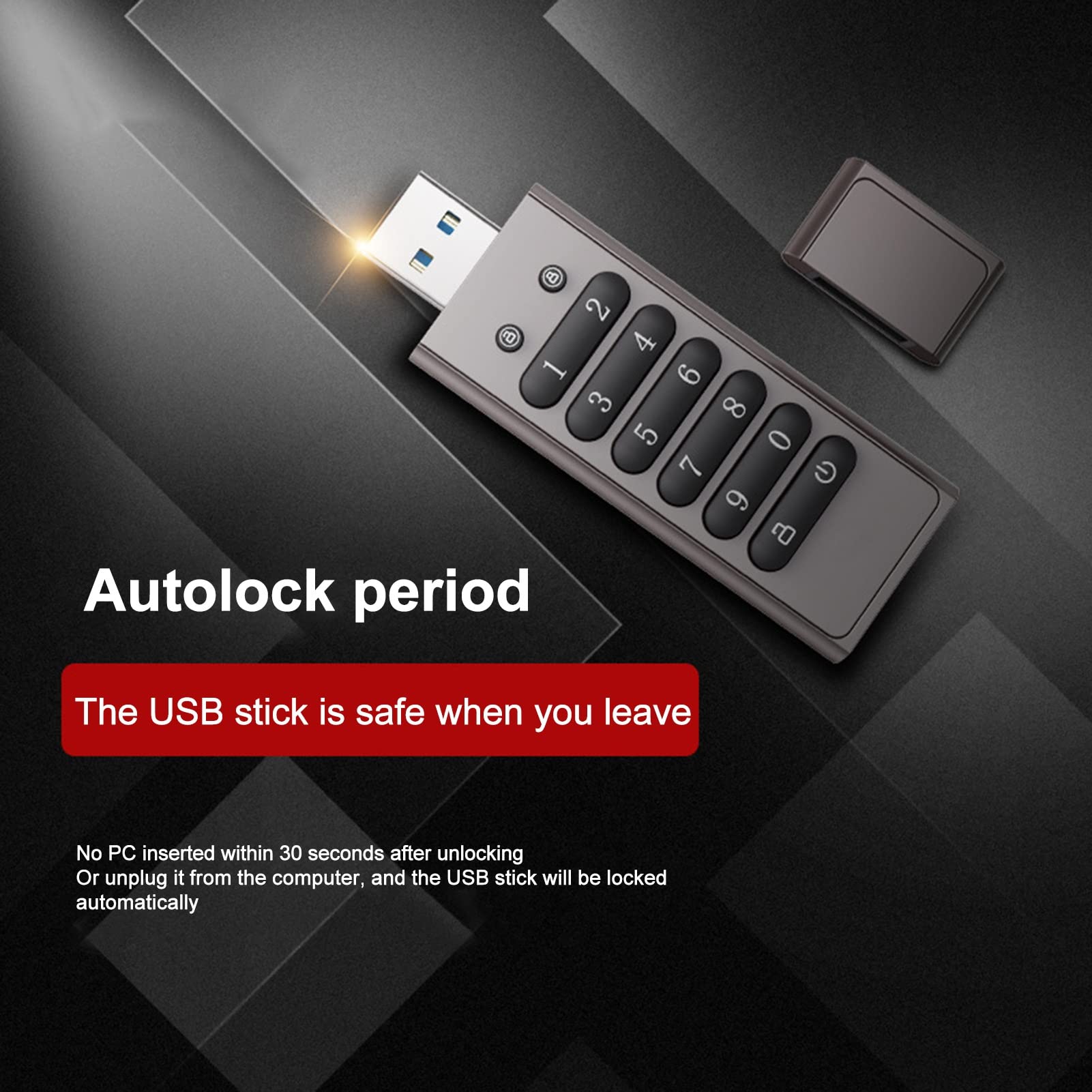 USB Drive Password Protected 256GB 128GB 64GB 32GB 8GB Locking AES - 256-bit Plug and Play USB Flash Drives Drive-free Supports Flash Drive 3.0 Thumb Drive for PC 128GB