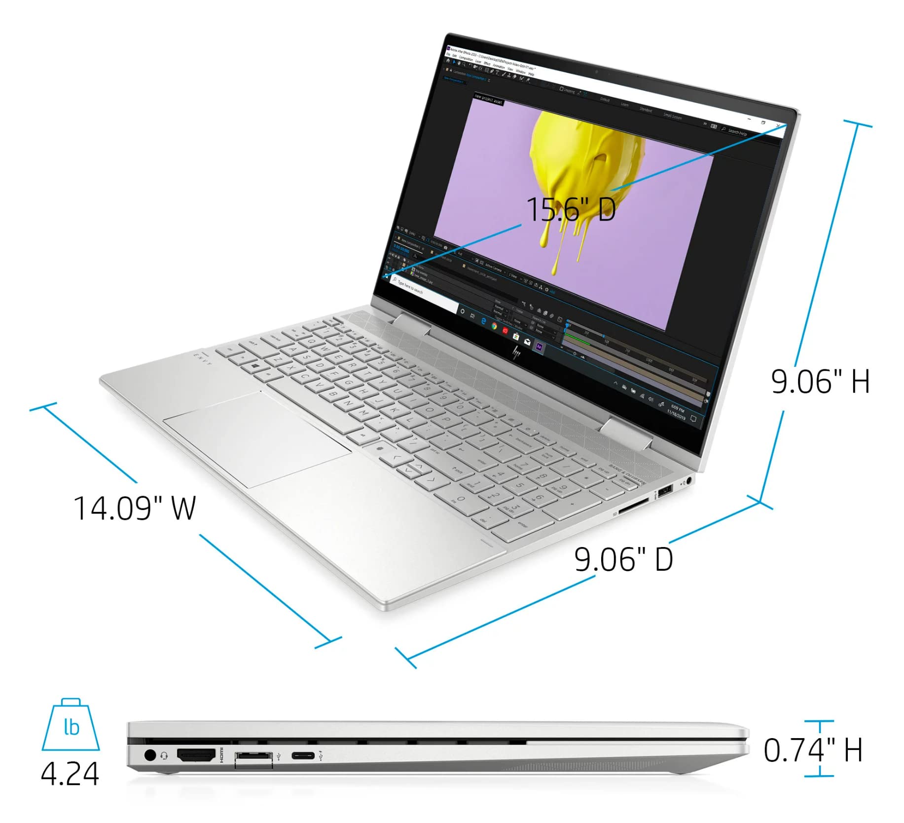 HP Envy 2-in-1 15.6" FHD Touch x360 Laptop - Intel Core i5-1135G7 - Intel Iris Xe Graphics - Windows 10-16GB RAM - 1TB SSD - Fingerprint Reader - w/HDMI Cable