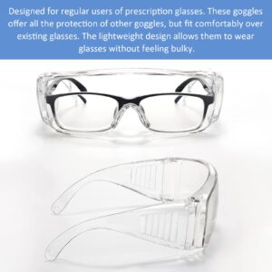 Queekay Safety Glasses over Eyeglasses Anti Dust Impact Scratch Safety Goggles for Men Women Nurses Workers Architect Lab(20 Pairs)