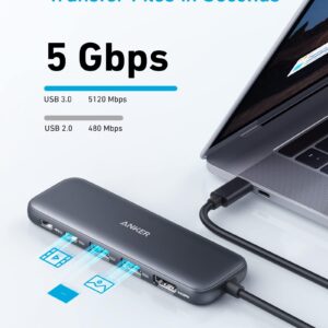 Anker 332 USB-C Hub (5-in-1) with 4K HDMI Display, 5Gbps - and 2 5Gbps USB-A Data Ports and for MacBook Pro, MacBook Air, Dell XPS, Lenovo Thinkpad, HP Laptops and More