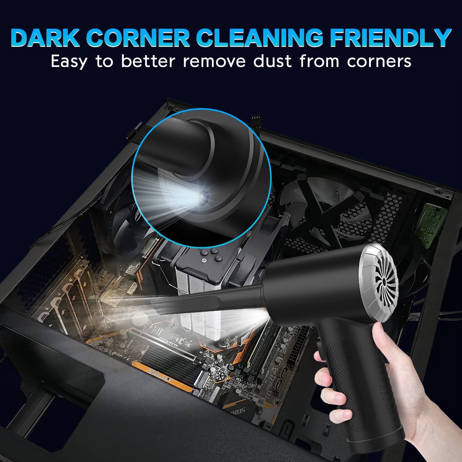 Kairiyard Compressed air Duster, Electric Air Duster 9000mAh 91000RPM Good Replace Compressed air can, Rechargeable Portable Cordless Air Duster Can for Computer Keyboard Electronics Car Cleaning