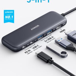 Anker 332 USB-C Hub (5-in-1) with 4K HDMI Display, 5Gbps - and 2 5Gbps USB-A Data Ports and for MacBook Pro, MacBook Air, Dell XPS, Lenovo Thinkpad, HP Laptops and More