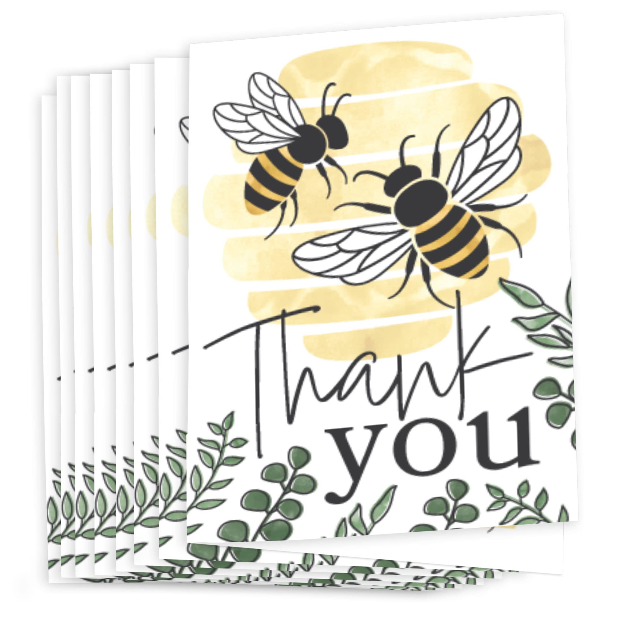 Big Dot of Happiness Little Bumblebee - Bee Baby Shower or Birthday Party Thank You Cards (8 count)