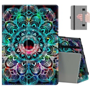 coowps case for new amazon fire hd 8 & hd 8 plus tablet (12th/10th generation, 2024/2022/2020 release) - slim folding stand cover with auto wake/sleep and hand strap, mandala flower