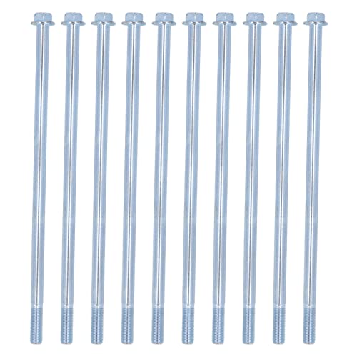 Hex Half Tooth Bolts, Hard Wearing Carbon Steel Half Thread Bolt High Hardness Strong Lengthened for Lawn Mower(10x250)