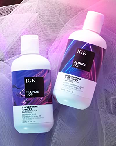 IGK BLONDE POP Shampoo & Conditioner Tandem Packette | Brighten + Neutralize Brass | Vegan + Cruelty Free | 0.46 Oz