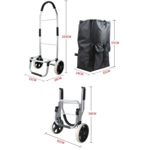 Hand Trucks Folding Shopping Trolley Light Portable with 2 Round Shopping Cart Luggage Bag Groceries Trolleys ( Size : A )