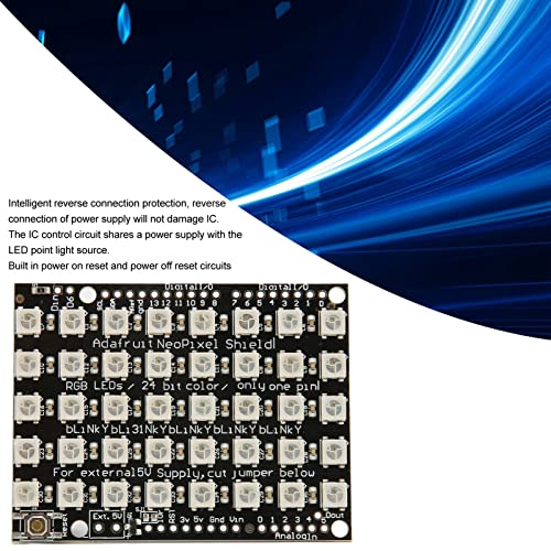 Color Light Development Board, PCB Material WS2812B 5050 RGB LED Integrated Driver Full Color 800Kbps Transmission Speed for Hotel