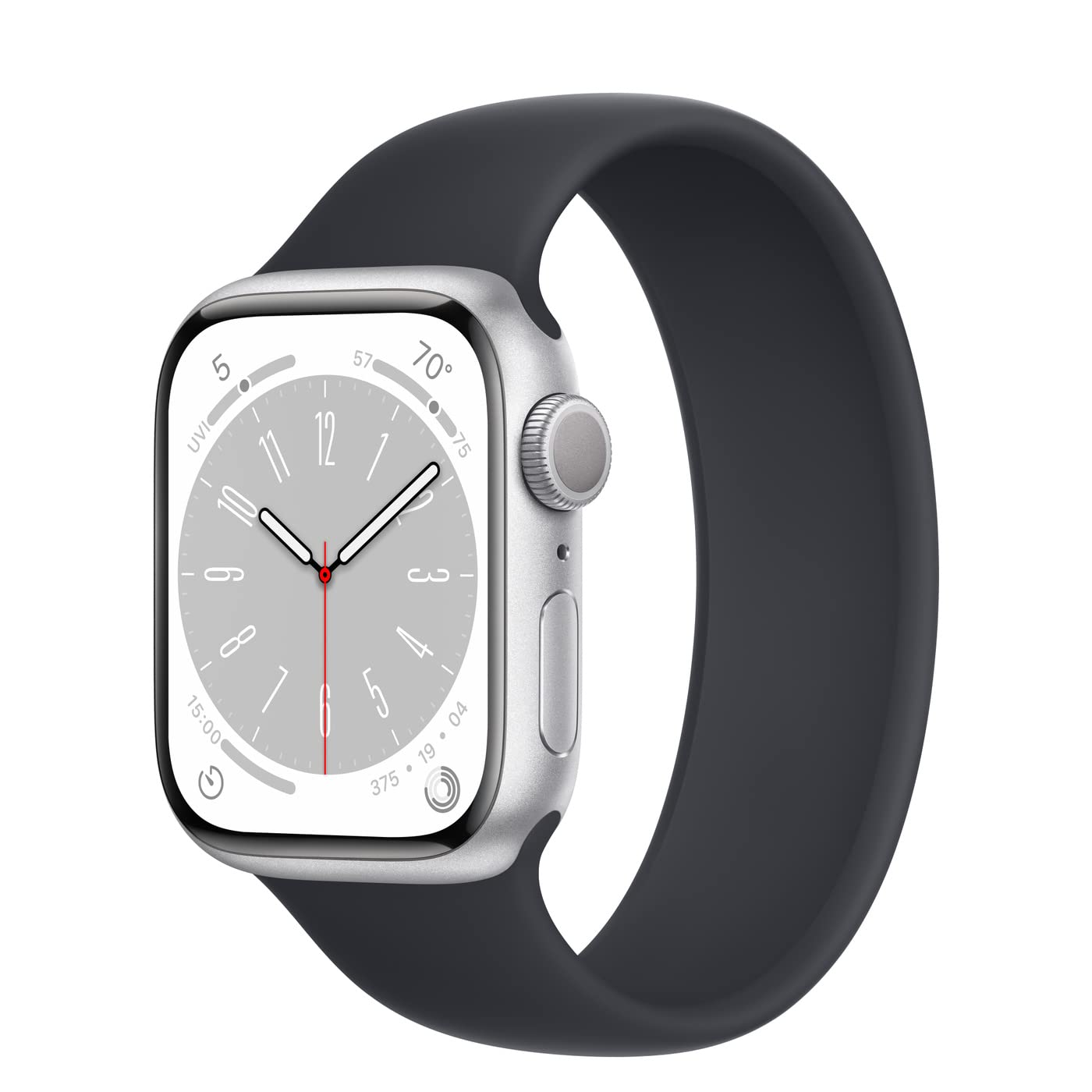 Apple Watch Series 8 (GPS, 41MM) - Silver Aluminum Case with Midnight Solo Loop (Renewed)