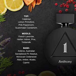 Anthony One Eau de Parfum for Men, Intriguing, Irresistibly Fresh and Smooth, With Lemon, Lavender, Pine, and Smoldering Sandalwood, 3.4 Fl Oz