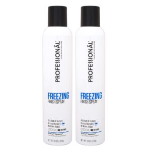 professional freezing finish hair spray - (2-pack) 10 oz - 55% voc extra strong intense hold hair spray - humidity-resistant finish spray