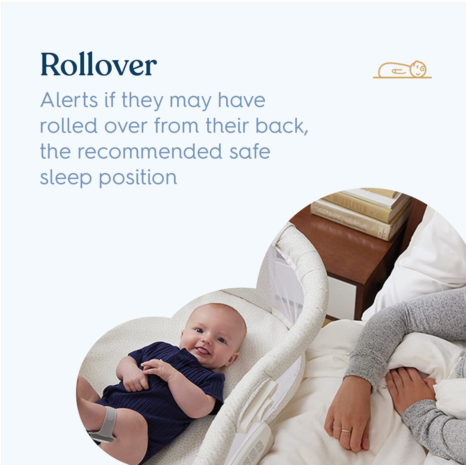 HALO SleepSure Smart Baby Monitor - Live Heart Rate View, Rollover, Skin Temperature, and Motion Notifications with On-The-Go Monitoring, Historic Sleep Data, Customizable Settings – Gray