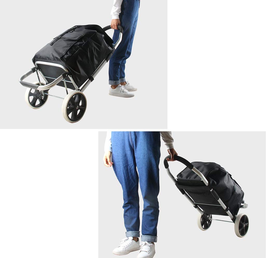 Hand Trucks Folding Shopping Trolley Light Portable with 2 Round Shopping Cart Luggage Bag Groceries Trolleys ( Size : A )