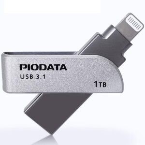 piodata ixflash 1tb mfi certified flash pen drive for iphone/ipad/mac/pc usb 3.1 type a lightning external storage memory photo stick