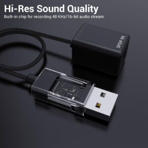 Cubilux USB A SPDIF Input Adapter for PC [Stereo Recording ONLY, NOT for Playing Audio] USB Optical Line-in Dongle, Toslink to USB Receiver, USB A SDPIF RX Interface Suitable for Laptop Computer