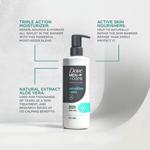 DOVE MEN + CARE Advanced Care Face + Body Cleanser Sensitive Calm 3 Count for Sensitive Skin Body Wash with Natural Extract Aloe Vera 16.9 oz