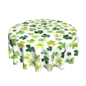 aitukang st patricks day tablecloth,round tablecloth 60 inch,watercolor shamrock table cloth washable water resistant polyester table cover for kitchen dining table party decoration