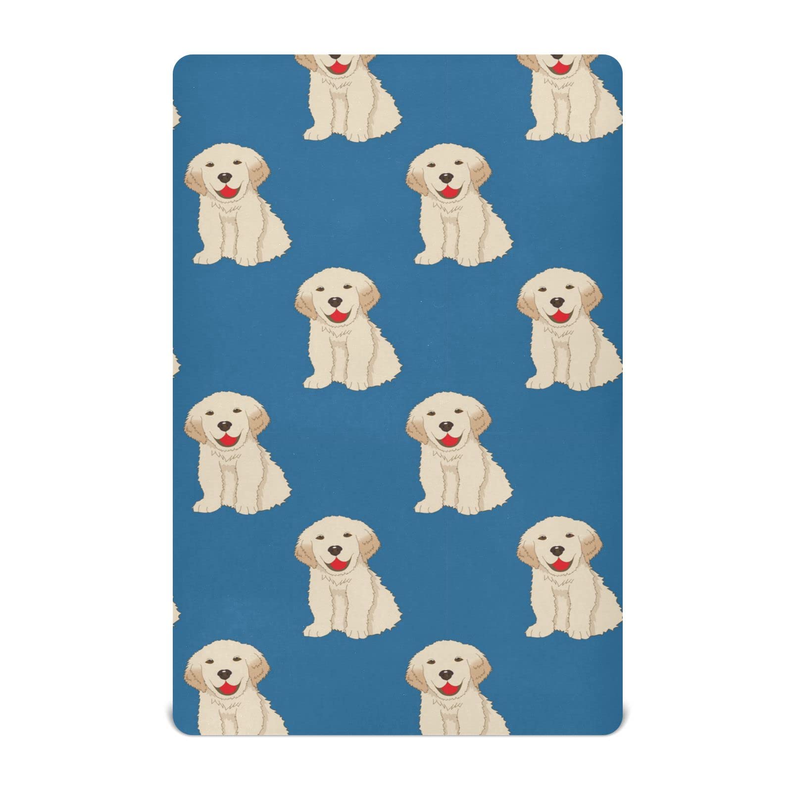 Labrador Golden Retriever Dog Baby Crib Sheets Soft Toddler Bed Sheets Breathable Mattress Cover Baby Sheets for Stroller Crib Mattress Infant Unisex Girl, 52 * 28 * 9in