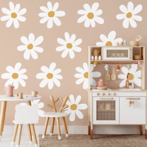 12 Sheets Daisy Wall Decals Flower Wall Stickers Large Daisy Wall Stickers Daisy Decals for Wall Peel and Stick for Nursery Bedroom Living Room Wall Decor (Classic Style)