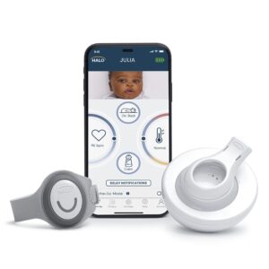 halo sleepsure smart baby monitor - live heart rate view, rollover, skin temperature, and motion notifications with on-the-go monitoring, historic sleep data, customizable settings – gray