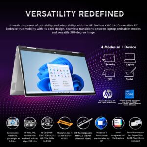 HP Pavilion x360 Laptop 14 i7-1195G7 11th Gen, 16GB RAM, 512 GB SSD, 14" FHD Touch, Win 11 Pro, Wi-Fi 6, Tilt Pen, Silver, B&O Audio, 3.3lbs, 64 GB TW Flashdrive