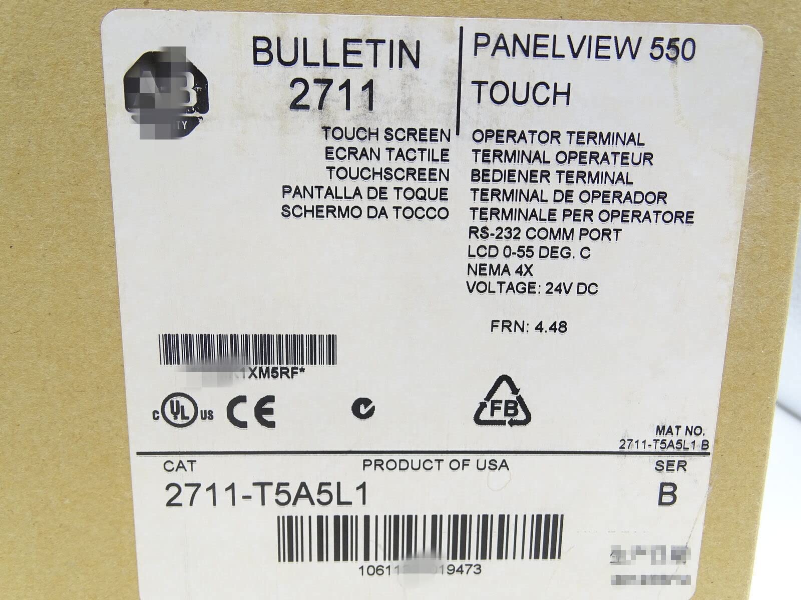 2711-T5A5L1 PanelView 550 2711-T5A5L1 Touch Panel Sealed in Box 1 Year Warranty Fast