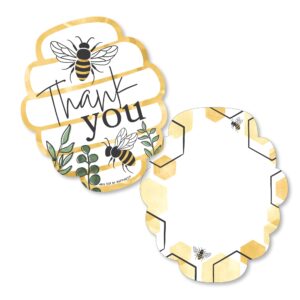 big dot of happiness little bumblebee - shaped thank you cards - bee baby shower or birthday party thank you note cards with envelopes - set of 12