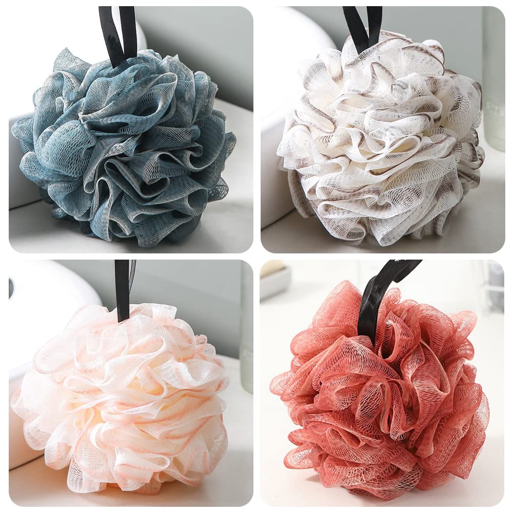 10 Pack Loofah Bath Sponge Luffa,50g Exfoliating Shower Pouf Balls for Women,Men,Scrubber Cleaning Loofah Bathing Accessories