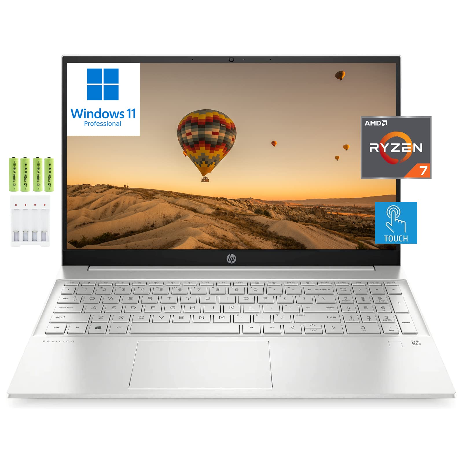 HP Windows 11 Pro Pavilion 15 15.6" FHD Touchscreen Business Laptop Computer, 8-core AMD Ryzen 7 5825U (Beats i7-1185G7), 32GB RAM, 1TB PCIe SSD, Backlit Keyboard, Wi-Fi 6, BT 5.2, HDMI, w/Battery