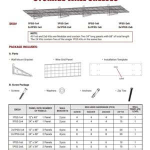 Sylvan Modular Garage Wall Shelves for Storage DIY Wall Mount Shelf with Garage Shelving Wall Mounted Kit Sturdy Garage Wall Shelving and Wall Mount Shelf Construction (Two 1'x6' Kits)