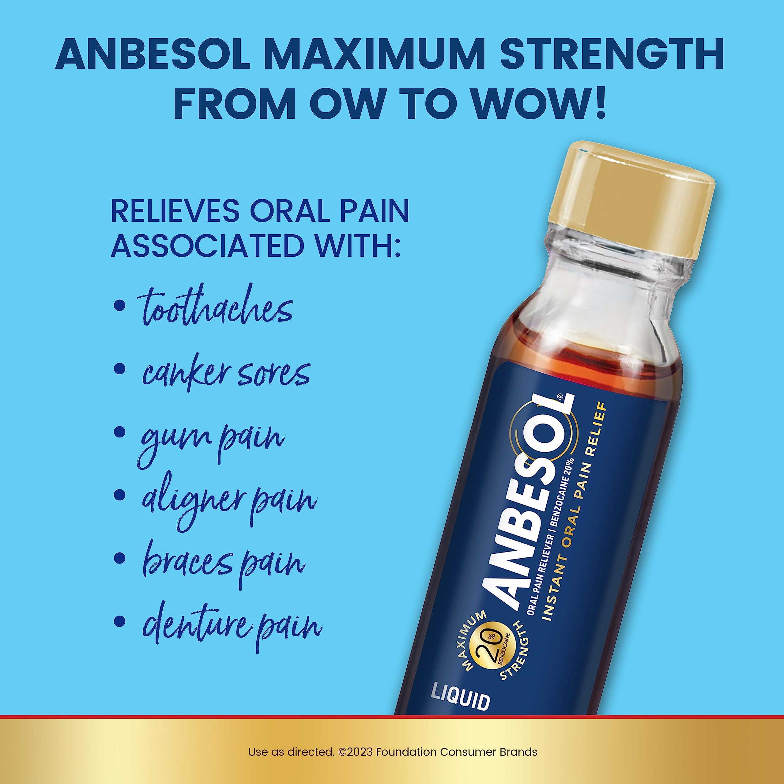 Anbesol Maximum Strength Oral Anesthetic Liquid - 0.41 fl oz (packaging may vary)