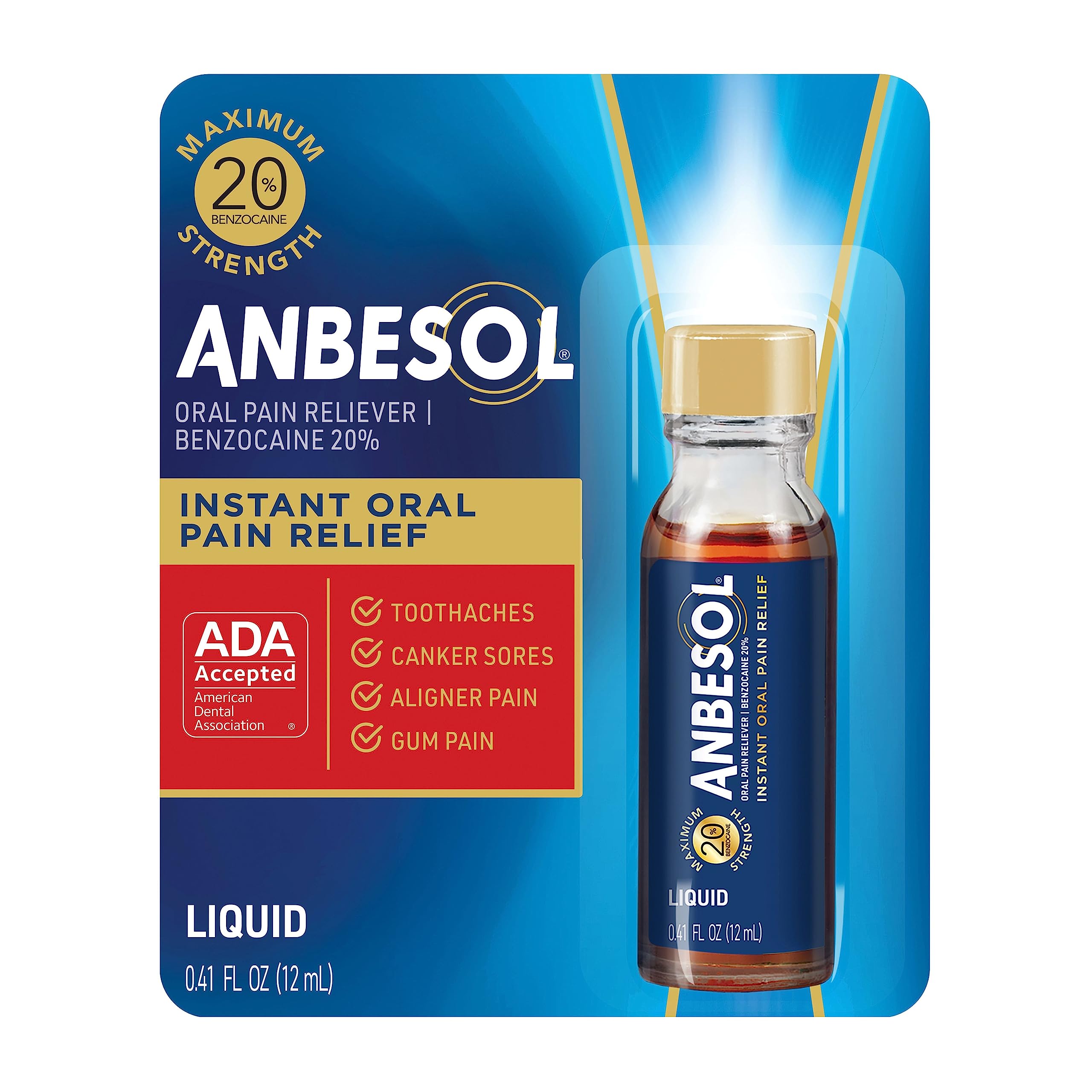 Anbesol Maximum Strength Oral Anesthetic Liquid - 0.41 fl oz (packaging may vary)