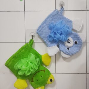 Kids Bath Mitts Loofah for Kids 2 Pack Exfoliating Glove Body Scrubber for Shower Wash Cute Design Gloves, Easy to Lather