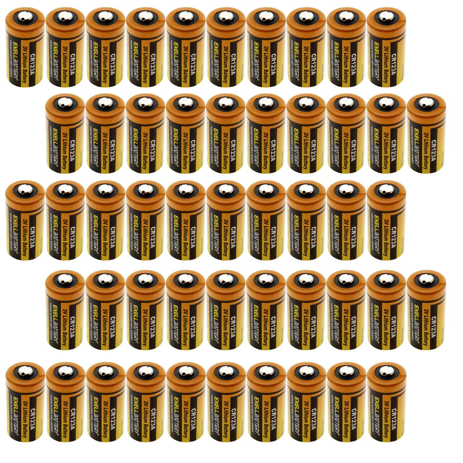 (50-Pack) 3.0V Exell EB-CR123A Lithium Battery Replaces DL123A, EL123AP, SF123A, DL123, DL123A, DL123A2, CR123-2 PRCR123-2 RL123A RL123A-1 | Highest Capacity ON The Market 1700mAh|