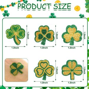 120 Pcs St. Patrick's Day Face Tattoos Shamrock Glitter Face Stickers Clover Temporary Tattoo Kids Body Stickers Three Leaf Shamrock Lucky for St. Patrick's Day Irish Party Costume Accessory