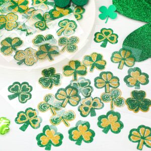 120 Pcs St. Patrick's Day Face Tattoos Shamrock Glitter Face Stickers Clover Temporary Tattoo Kids Body Stickers Three Leaf Shamrock Lucky for St. Patrick's Day Irish Party Costume Accessory