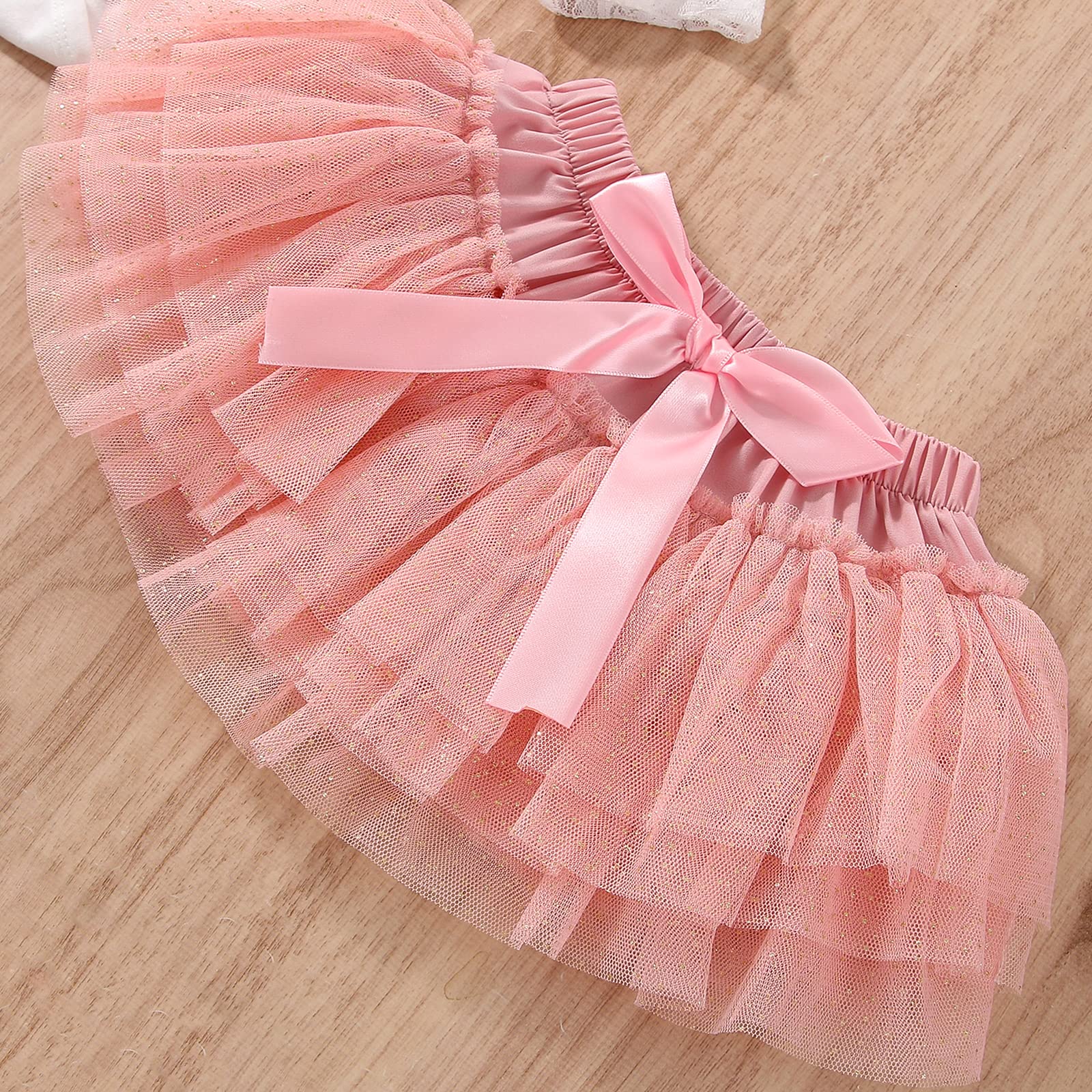 LUZOZEZO Newborn Baby Girl 1st Birthday Infant Outfit One Cotton Lace Romper Tulle Princess Tutu Skirt Dress Jumpsuit Bodysuit Clothes