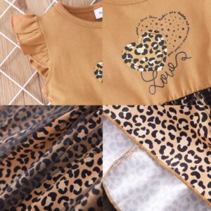 Girls Leopard Dress Tulle Dress for Toddler Girls Ruffle Sleeve Tutu Sundress Summer Clothes Baby Girl Leopard Outfits Cheetah Print Dress 4-5t 1313